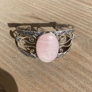 NEW Rose Quartz and Sterling Silver Cuff Bracelet